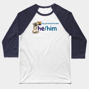 My Pronouns with Chocolate (He/Him) Baseball T-Shirt